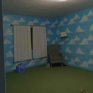 👁 2d40dfdc quarto, interior, móveis, cadeira, papel de parede nuvens whatsapp sticker