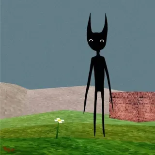 👁 80a8ff6d Alien, Desenho animado, Figura preta, Flor, Grama, Caprichoso, Abstrato whatsapp sticker