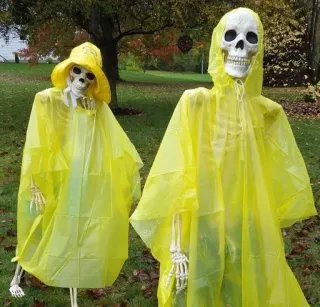 😁 77f268b7 esqueleto, halloween, outono, capa de chuva, quintal, decoração, assustador telegram sticker