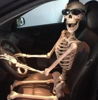 😔 8c72b36d Esqueleto, Dirigindo, Carro, Engraçado, Humor, Esqueleto motorista telegram sticker
