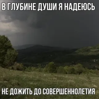 🥰 353e5034 В ГЛУБИНЕ ДУШИ Я НАДЕЮСЬ НЕ ДОЖИТЬ ДО СОВЕРШЕННОЛЕТИЯ melancholie, depressie, verdriet, zwarte humor telegram sticker