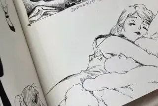 😴 3d2836fc 2022.08.17 sketch, drawing, woman, sleep, bed, cat, ink, art telegram sticker