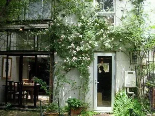 🤍 6238c5d2 house, exterior, building, architecture, garden, plants telegram sticker