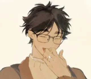 😄 cfdb1619 man, glasses, eating, wedding ring, happy, casual telegram sticker