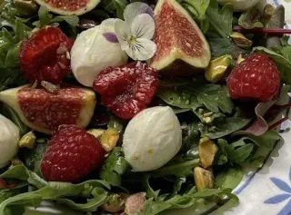 ☁️ dcda31dc salad, figs, raspberries, cheese, appetizer, food, meal, healthy telegram sticker