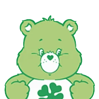 😊 466ef6f3 Good Luck Bear Care Bears Bisounours, Grosjojo, Dessin animé, Personnage, Vert, Chance, Trèfle à quatre feuilles telegram sticker