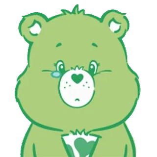 😊 a5d1e608 Care Bear Bisounours, vert, triste, dessin animé telegram sticker