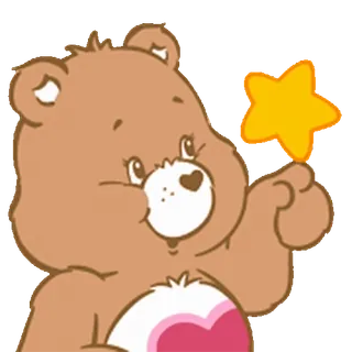 😊 dc7dbcee Tenderheart Bear Care Bears Bisounours, Gros Tendre, Ours dessin animé, Étoile, Mignon, Animé, Personnage telegram sticker