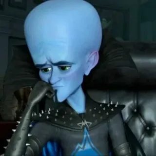 🌟 451a9471 Megamind Megamind, pensando, triste, cartone animato, blu, supercattivo telegram sticker