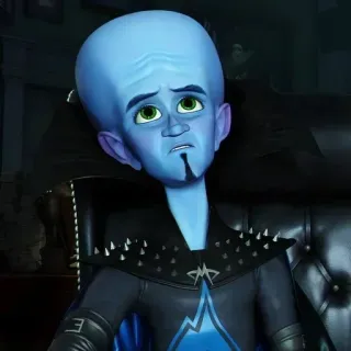 🌟 4ad8a5c5 Megamind Megamind, cattivo, blu, cartone animato, personaggio, film telegram sticker