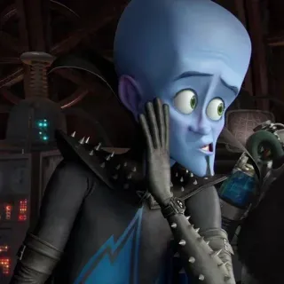 🌟 7f6884a3 Megamind Megamind, animazione, personaggio, preoccupato, espressione, blu telegram sticker