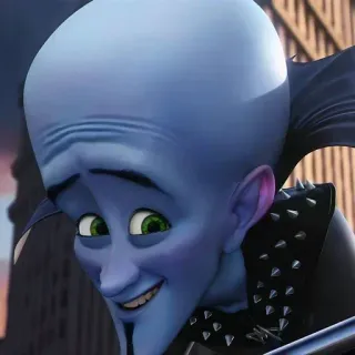 🌟 c08887e2 Megamind Megamind, cattivo, cartone animato, personaggio, animato, blu, supercattivo telegram sticker