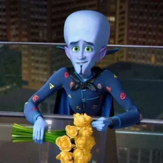 🌟 f052a01e Megamind Megamind, bouquet, fiori, cartone animato, animazione, personaggio telegram sticker