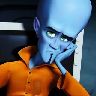 🌟 fcfef290 Megamind Megamind, personaggio, film, cartone animato, cattivo, blu, animazione telegram sticker