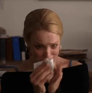 ♥️ cafe5c6b woman, tissue, blonde, sad, ill, sick, office telegram sticker