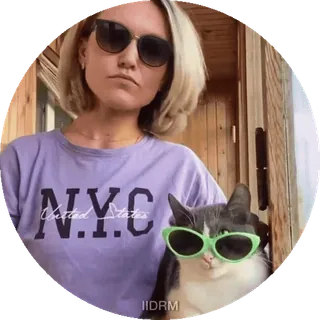😎 b61802f8 N.Y.C. United States cat, person, sunglasses, New York City, pet, woman telegram sticker