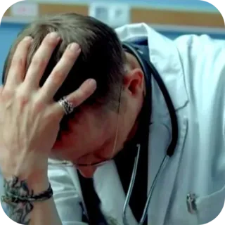 ✋ ba265eaf médico, estresado, dolor de cabeza, triste, frustrado, agotado, salud, medicina telegram sticker