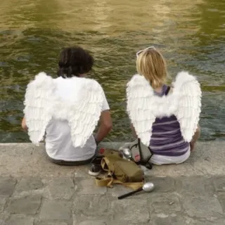 🪽 6ddbe841 ปีกนางฟ้า, คู่รัก, แม่น้ำ, การท่องเที่ยว, ผู้คน, ปีกขนนก telegram sticker