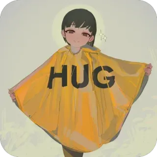 🤗 99c4a1c2 HUG объятие, желтый, пончо, милый, аниме, девушка telegram sticker