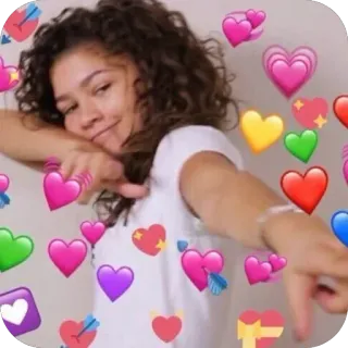 ❤ c725b09a Zendaya Зендая, актриса, сердечки эмодзи, любовь, привязанность, знаменитость telegram sticker