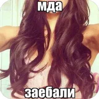 🫥 7ca8bdf4 мда заебали woman, meme, russian, hair, brunette telegram sticker