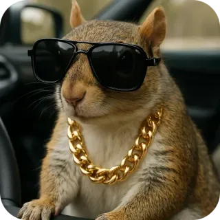 😎 4eb71b77 белка, солнцезащитные очки, цепь, вождение, крутой, животное, грызун telegram sticker