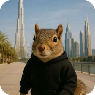 🔥 b419b79e белка, толстовка, Дубай, город, животное, милый telegram sticker