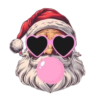 🎅 641400e7 Santa Claus babbo natale, natale, gomma da masticare, occhiali a cuore, festa, celebrazione whatsapp sticker