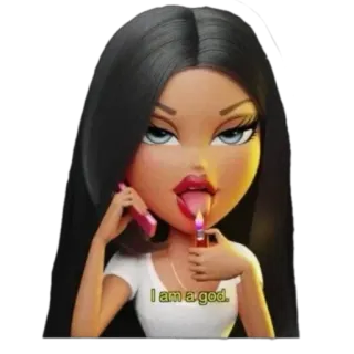 😎 e0d1cd8e I am a god. bratz, bambola, accendino, cartone animato, telefono, trucco whatsapp sticker