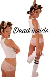 🌟 4fb4447a Dead inside femme, mannequin, bigoudis, mort intérieurement, attitude, sous-vêtements whatsapp sticker
