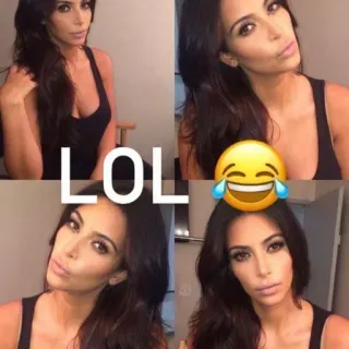 😔 51c6ebb3 LOL kim kardashian, célébrité, drôle, mème, lol, emoji whatsapp sticker