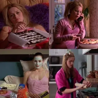 🌟 b5fc084d nourriture, manger, confort, détente, Reese Witherspoon, Alicia Silverstone, photos de films whatsapp sticker