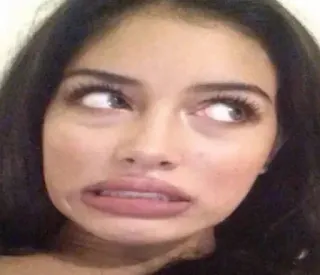 🌟 e5857316 femme, visage, expression, drôle, mème, idiot, bête whatsapp sticker