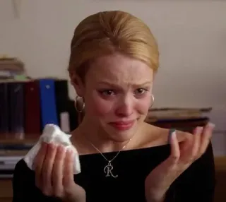 🌟 eb6186df Regina George Mean Girls pleurer, triste, contrarié, Regina George, Mean Girls, émotionnel, larmes whatsapp sticker