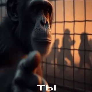 🤩 31658f62 ТЫ singe, singe, pointage, russe, texte, zoo whatsapp sticker