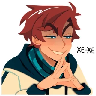 😈 0ebdd519 XE-XE anime, karakter, kartun, angkuh, licik, pria, merencanakan whatsapp sticker