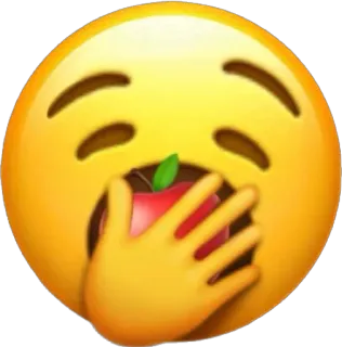 🥱 67e3b1ce 이모지, 사과, 먹기, 손, 과일, 얼굴 telegram sticker