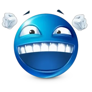 😁 f7c75132 Emoji, Azul, Rosto, Risada, Engraçado, Alegria, Desenho animado, Humor telegram sticker