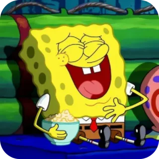 🤣 03cc1837 Spongebob Squarepants bob esponja, squarepants, dibujos animados, nickelodeon, personaje, feliz, comiendo whatsapp sticker