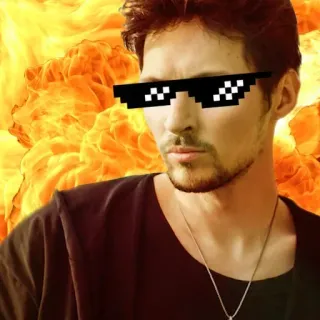 😎 30963ee8 仕方ない, サングラス, ミーム, クール, サグライフ, ドット絵 whatsapp sticker