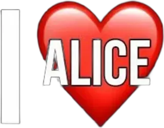🌟 853c9483 Alice I❤️ALICE miłość, serce, Alicja, imię, personalizowane, naklejka, wiadomość telegram sticker