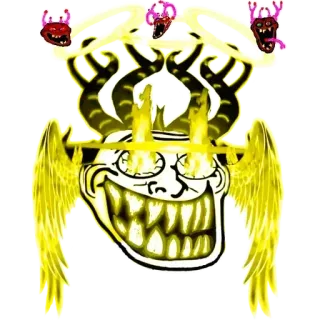 😗 812df4ad Trollface, Meme, Sayap, Tanduk, Kuning telegram sticker