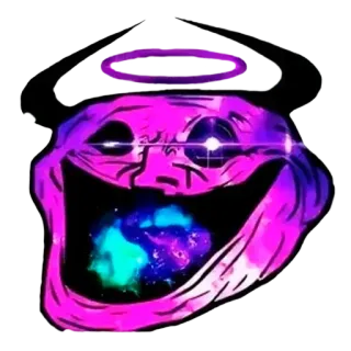 😱 a45cc9dc Trollface, Meme, Iblis, Malaikat, Galaksi, Ungu, Tanduk telegram sticker