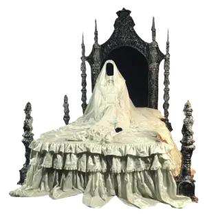 🕊️ 284fc0b8 gothic, bed, bride, wedding dress, ghostly, elegant, ornate telegram sticker