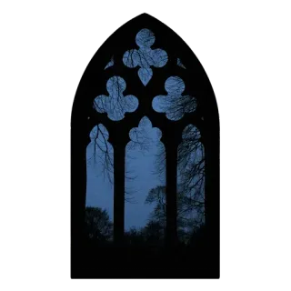 🪟 caf1acbf window, gothic, architecture, nature, trees, design, art telegram sticker