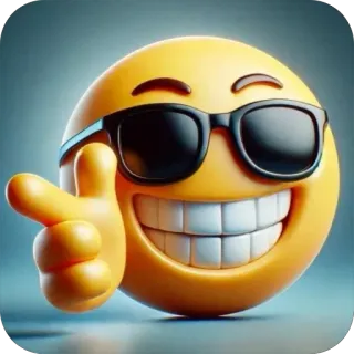 👈 48f6cbf6 emoji, cool, sunglasses, yellow, finger gun, gesture telegram sticker