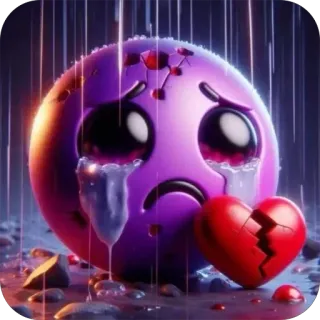 💔 6a57cbf2 emoji, sad, crying, broken heart, purple, tears, lonely telegram sticker