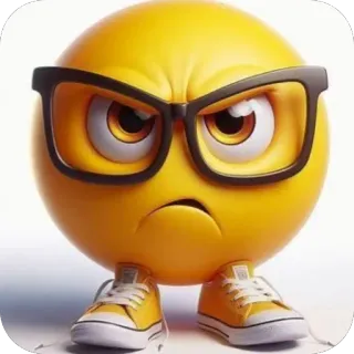 😠 88ef98de emoji, angry, face, glasses, sneakers, yellow telegram sticker