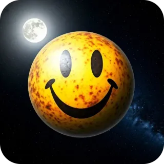 🌌 d0ccaba3 smiley face, moon, space, yellow, happy, emoji telegram sticker