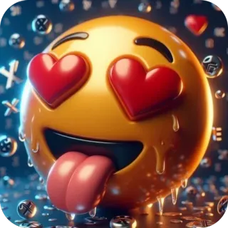 😍 e8890501 emoji, smiley, love, hearts, tongue, lust telegram sticker